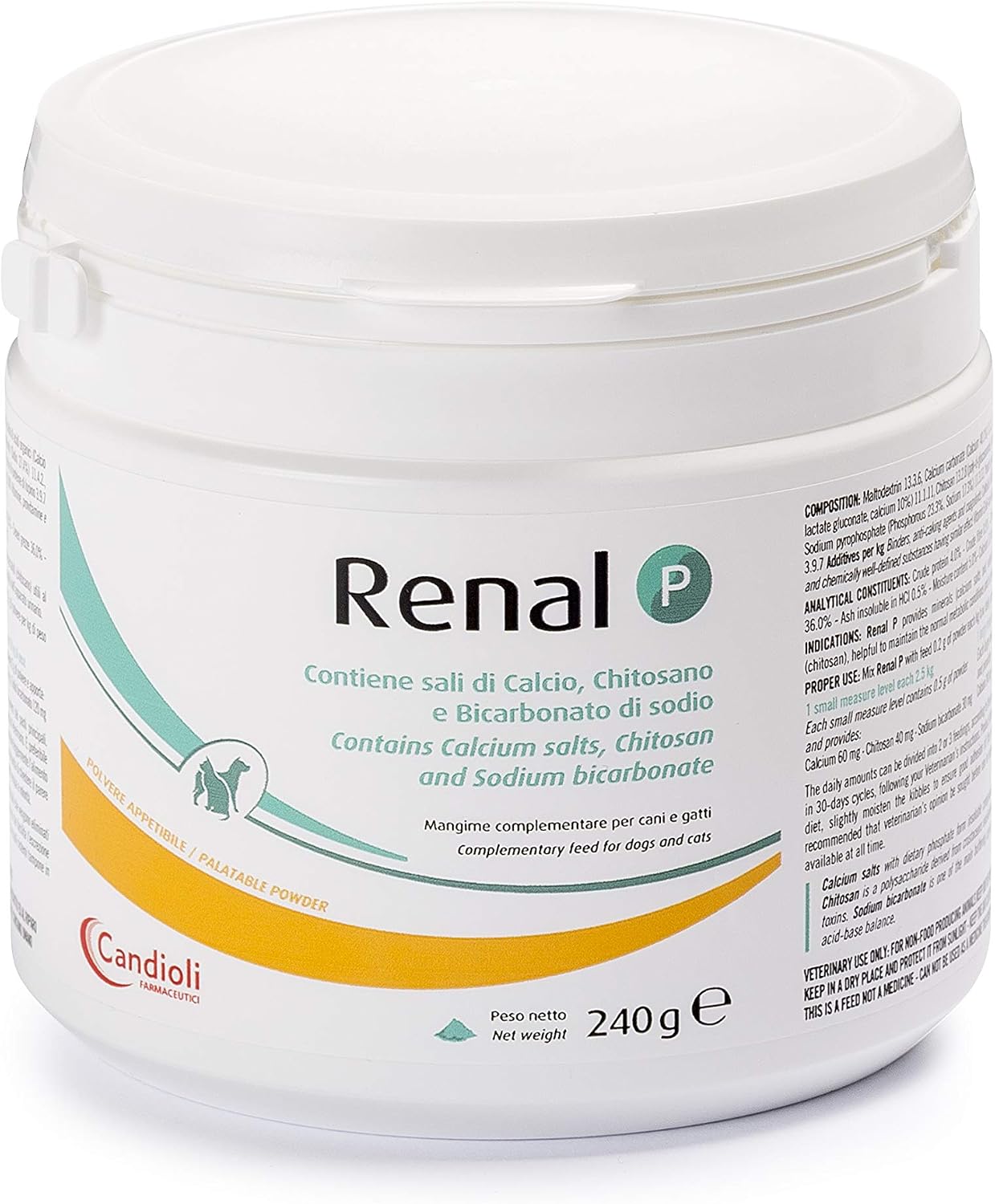Candioli Farmaceutici Renal P Supplement for Dogs and Cats 240 g Jar, 240 g (Confezione da 1)