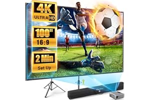 OlarHike Portable Projector Screen with Stand, 100-inch Outdoor Indoor 16:9 4K HD PVC Projection Screen, 1.2 Gain Movie Screen with Carry Bag Wrinkle-Free Design for Home Theater Backyard Movie Night