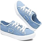 BENPAO Women's White Canvas Shoes Black Canvas Fashion Sneakers for Women Comfortable Casual Tennis Shoes Low Top Walking Shoes