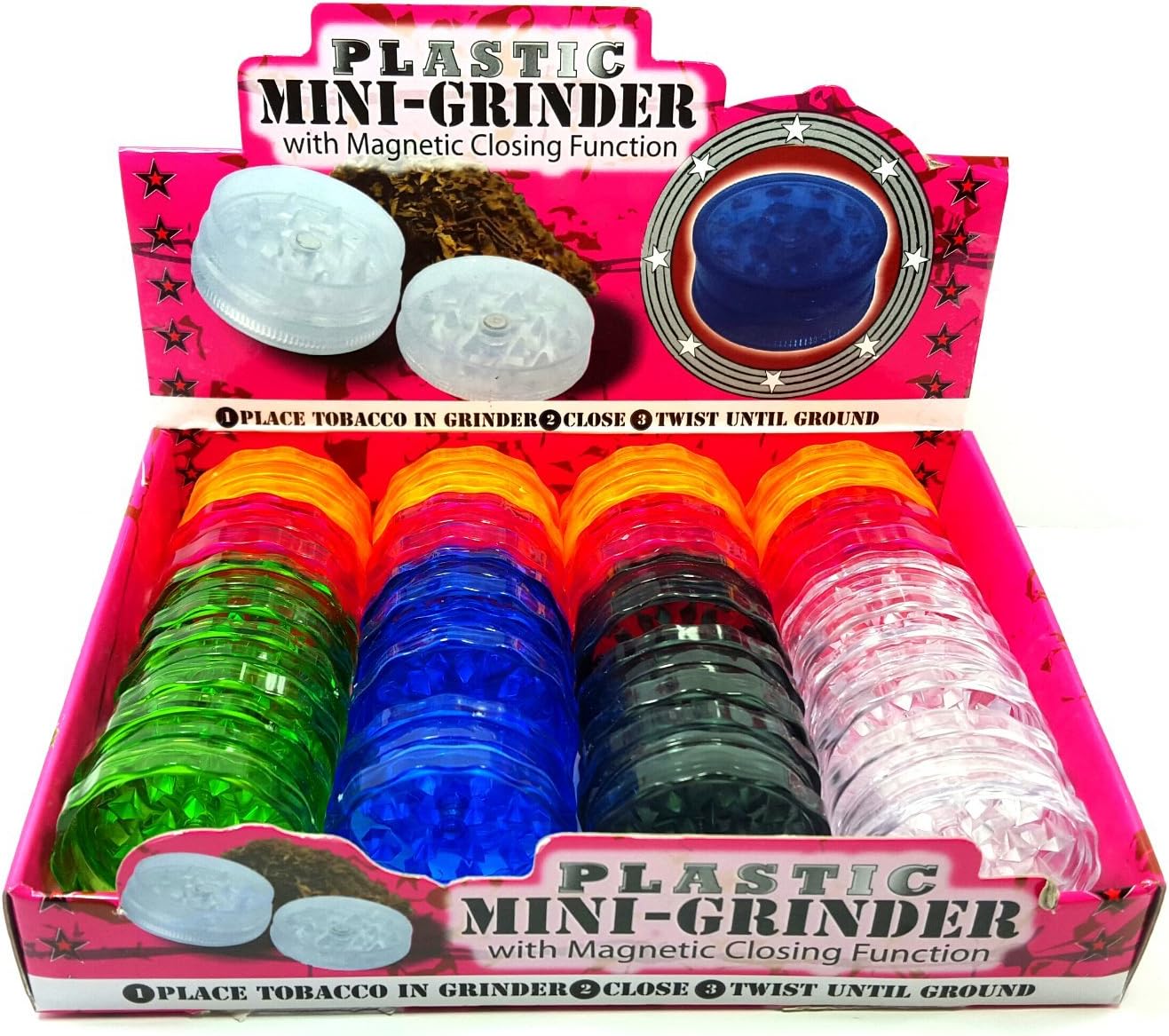 1 Case 20 Count (×20) Mini Plastic Pocket Grinder With Display