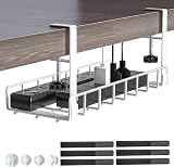 Xpatee Under Desk Cable Management Tray No Drill Clamp Wire Organizer White