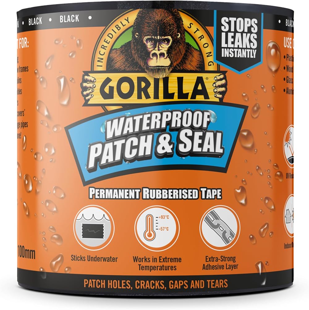 Gorilla Waterproof Patch & Seal Tape Black 3m - 100% Waterproof