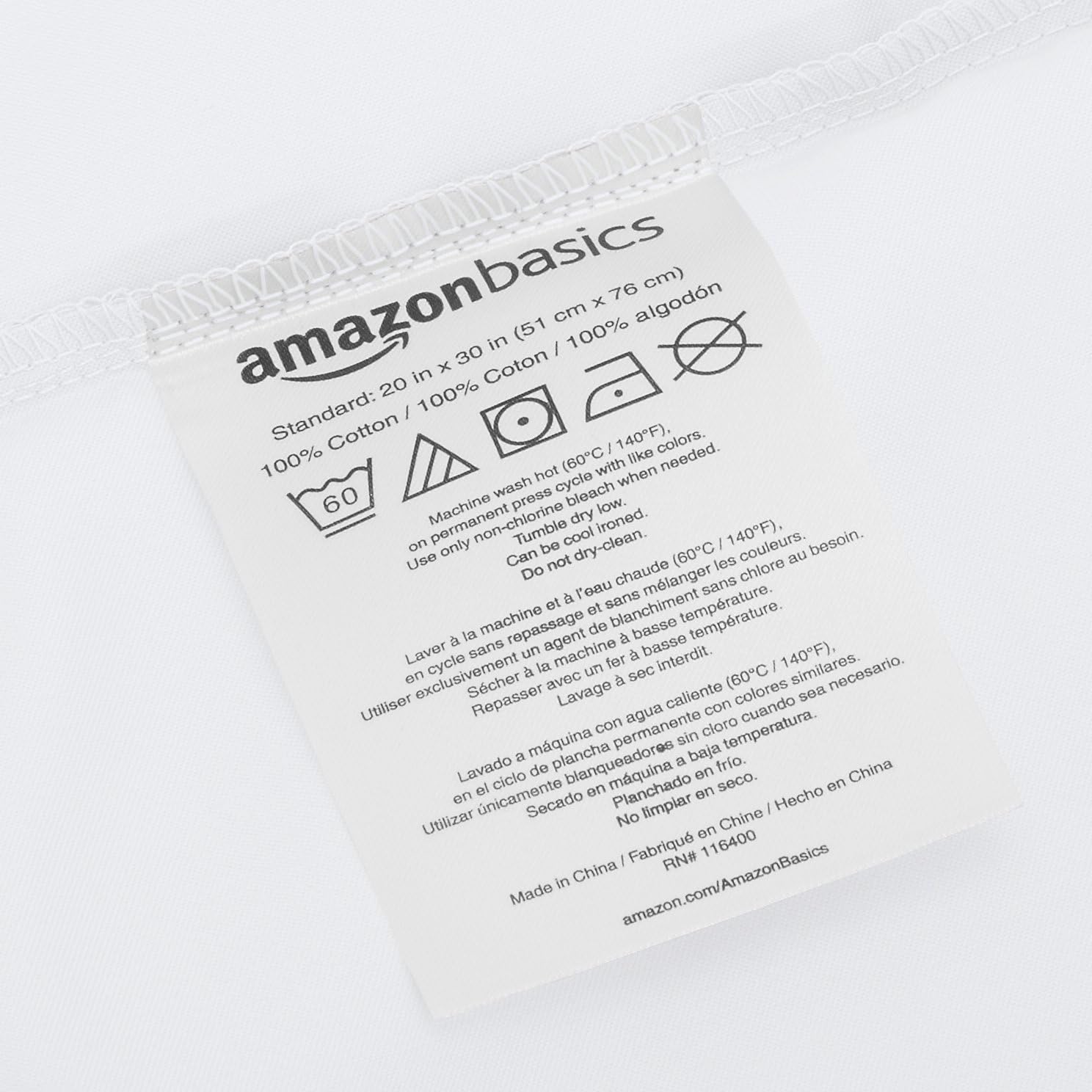Basics 400 Thread Count Cotton Pillow Cases, King, Set of 2, White: Home & Kitchen
