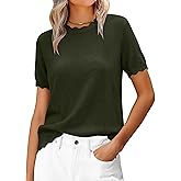 ANRABESS Womens Short Sleeve Sweater Wool Blend Scalloped Cute Summer Dressy Tops Business Casual Loose Vacation Outfits 2026