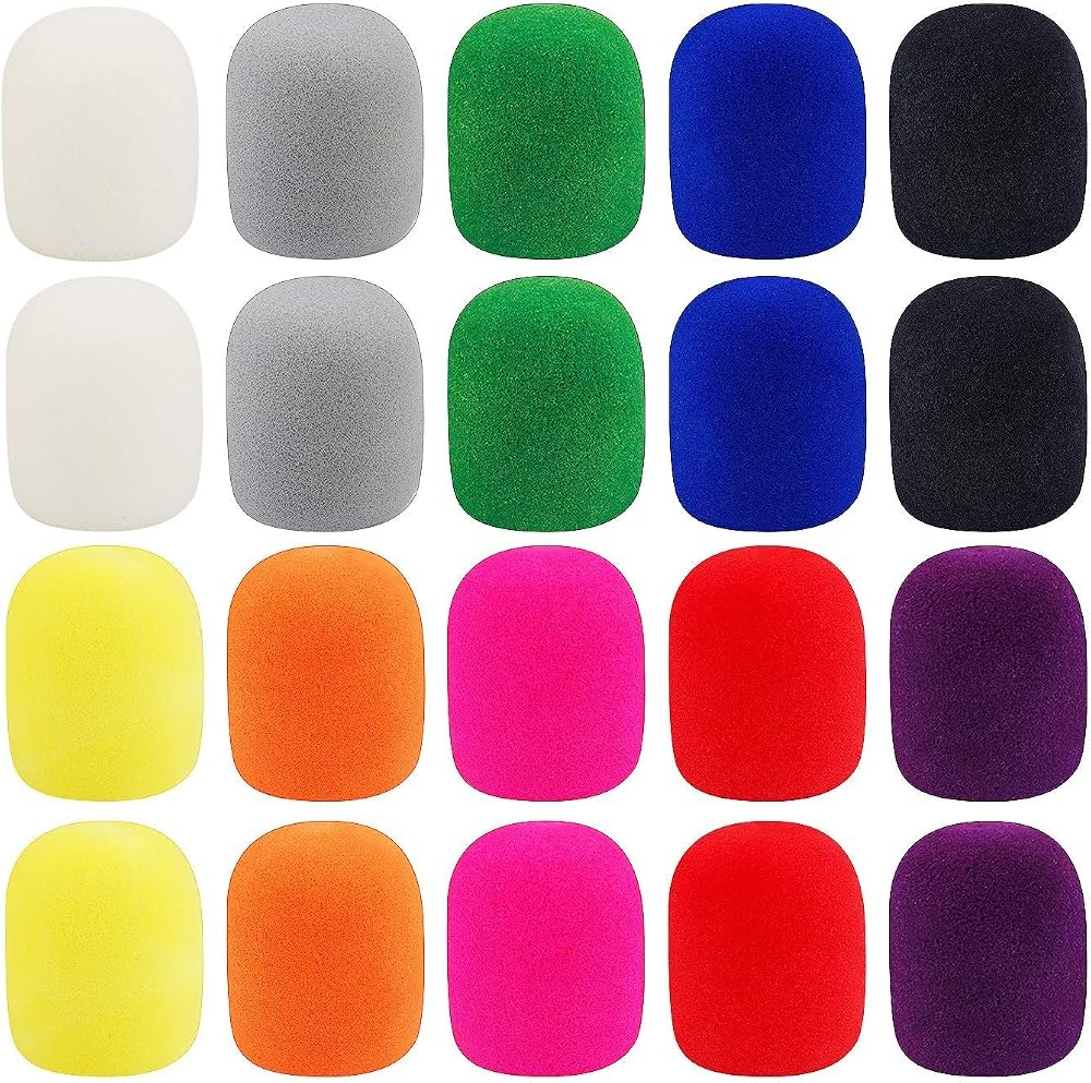 Augshy Microphone Foam Covers 20 Pack Thick Wind Screen 1.4 in Caliber