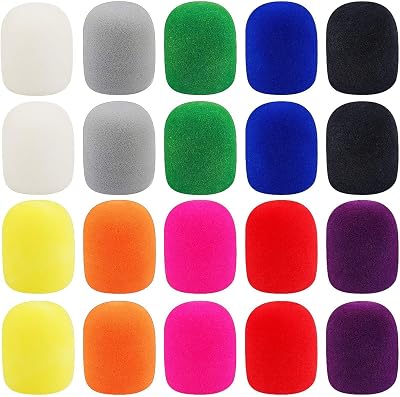Augshy Microphone Foam Covers 20 Pack Thick Wind Screen 1.4 in Caliber