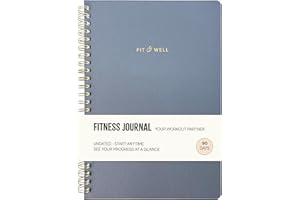 Kunitsa Co. Fitness Journal for Women - Track Workouts, Meals, and Weight Loss, Undated, Fits 120 Workouts, Dusty Blue, 6 x 8.5 Inches