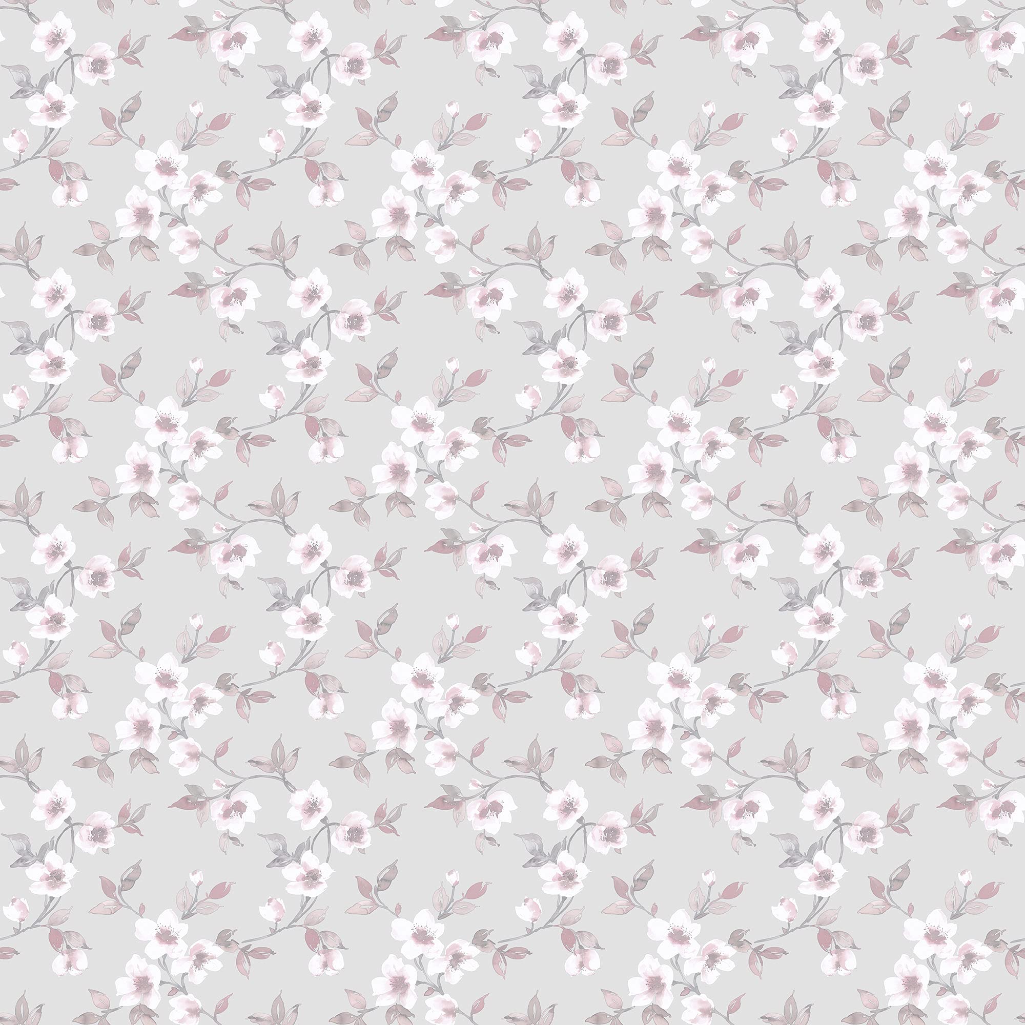 Galerie G78485 Secret Garden Anemone Mini Wallpaper, Grey/Pink, 10m x 53cm