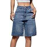 EMMIOL Women Jorts Baggy Jeans Jorts Outfits Mid-Low Waisted Denim Y2K Shorts Summer Hot Short Pants Streetwear