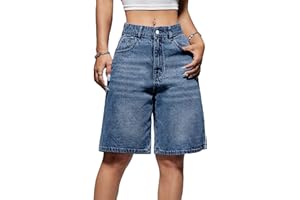EMMIOL Women Jorts Baggy Jeans Jorts Outfits Mid-Low Waisted Denim Y2K Shorts Summer Hot Short Pants Streetwear