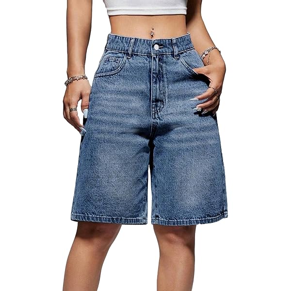 Baggy Jorts Dames Jean Shorts Mid Rise Wijde Pijpen Denim