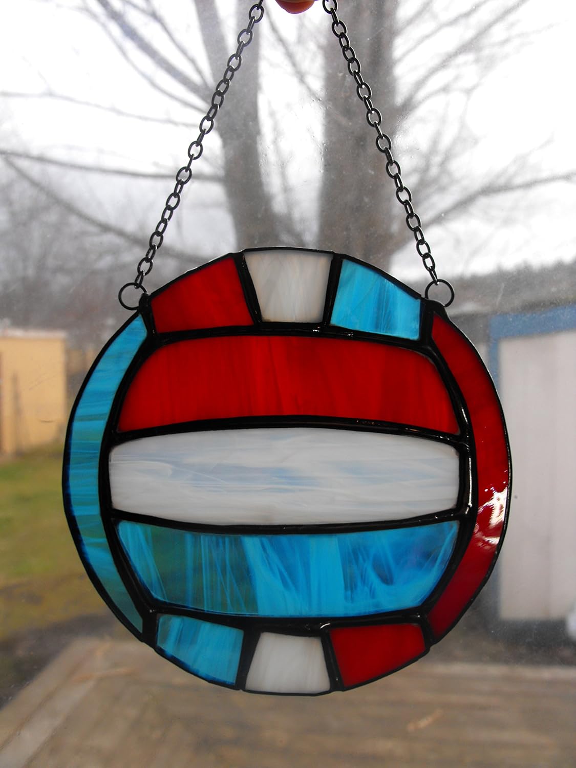 Stained Glass Sun Catcher Volleyball Handmade