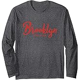 Brooklyn New York Retro Red Long Sleeve T-Shirt