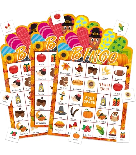 Thanksgiving Kid Games 2/mo - Finance 41Pcs Camping Bingo Game Cards ...