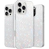 LONLI Hue Case for iPhone 16 Pro - [360° Shock-Absorbent Bumper] - [Cute and Unique Phone Cover for Girls and Women] - White Pearl Tort