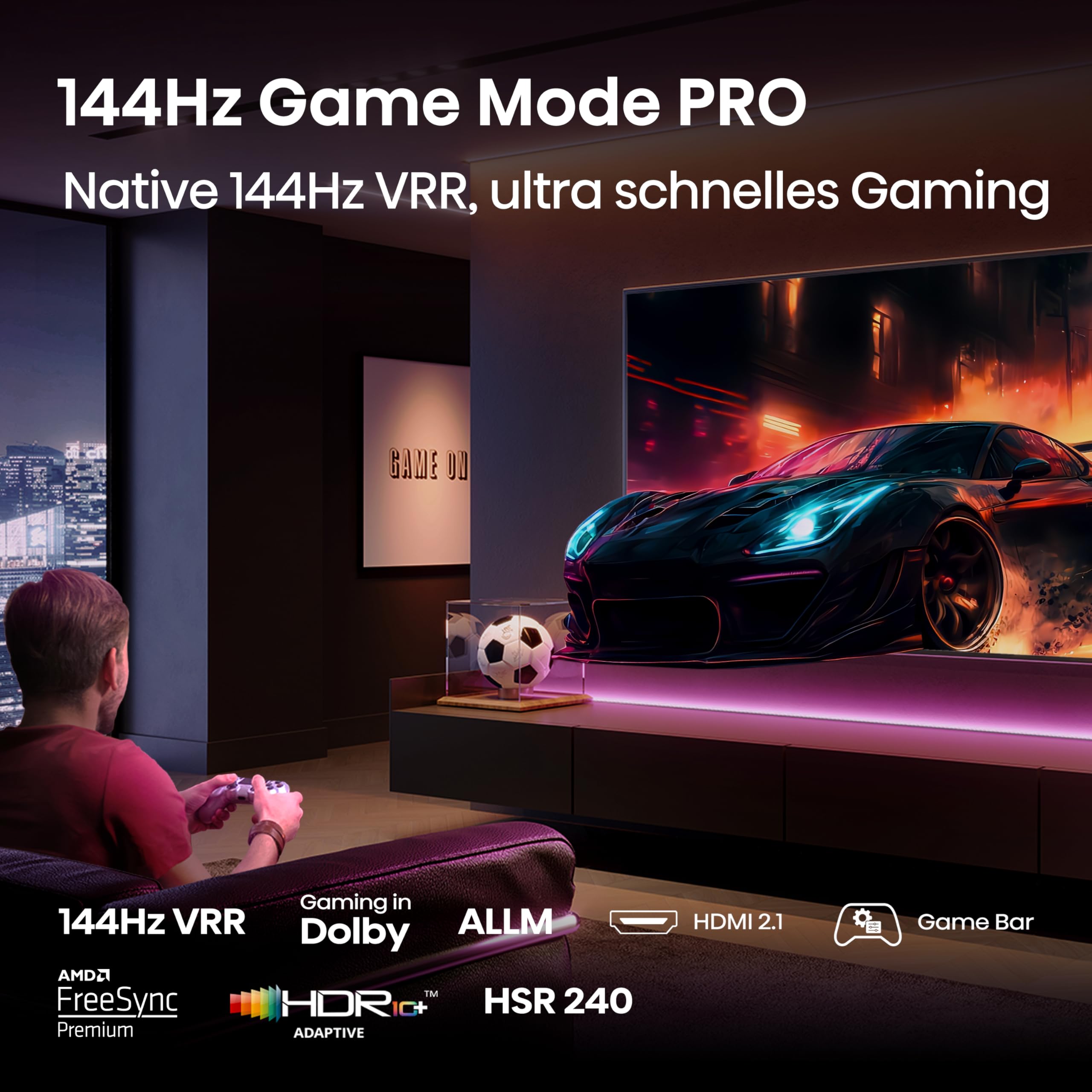 Hisense 85E7Q PRO Fehrnseher,85 Zoll,4K UHD QLED, Smart TV,144Hz Game Mode PRO,Filmaker Mode, AMD FreeSync Premium,AI HDR Upscaler,Dolby Vision IQ,Dolby Atmos,Sprachsteuerung [2025] 4