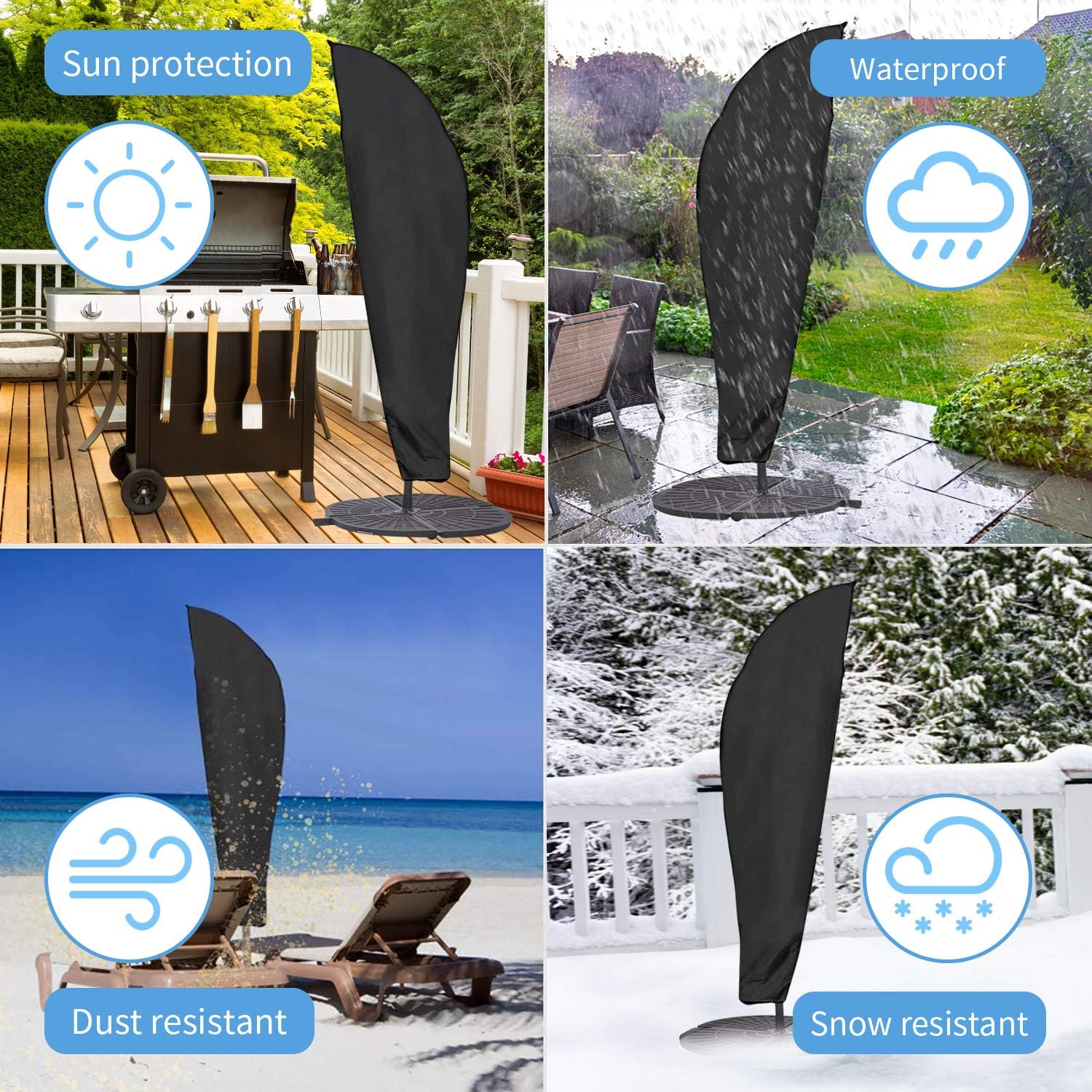 UPODA Patio Umbrella Cover, Waterproof Outdoor Umbrellas Cover Anti-UV Proof of Rain Wind Dust Umbrella Cover for 9ft to 11ft Outdoor Umbrellas with Zipper: Kitchen & Dining
