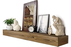 XWNE Fireplace Mantel,72 inch Rustic Wood Floating Mantel Shelves for Electric Fireplaces,Solid Wood Farmhouse Mantle for Over Fireplace -Dark Walnut-72x8x6