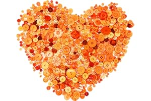 QOVYDX 600-700Pcs Orange Buttons for Crafts Bulk Assorted Size Orange Craft Button for Arts, DIY Crafting, Halloween Decoration