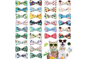 Talltalk 30 Pcs Hawaiian Dog Collar Bow Ties Bulk Summer Puppy Bowtie Seasonal Pet Accessories Collar Charms Detachable Attachment Puppy Bows for Small Medium Large Dog Cat Grooming Pet Costume