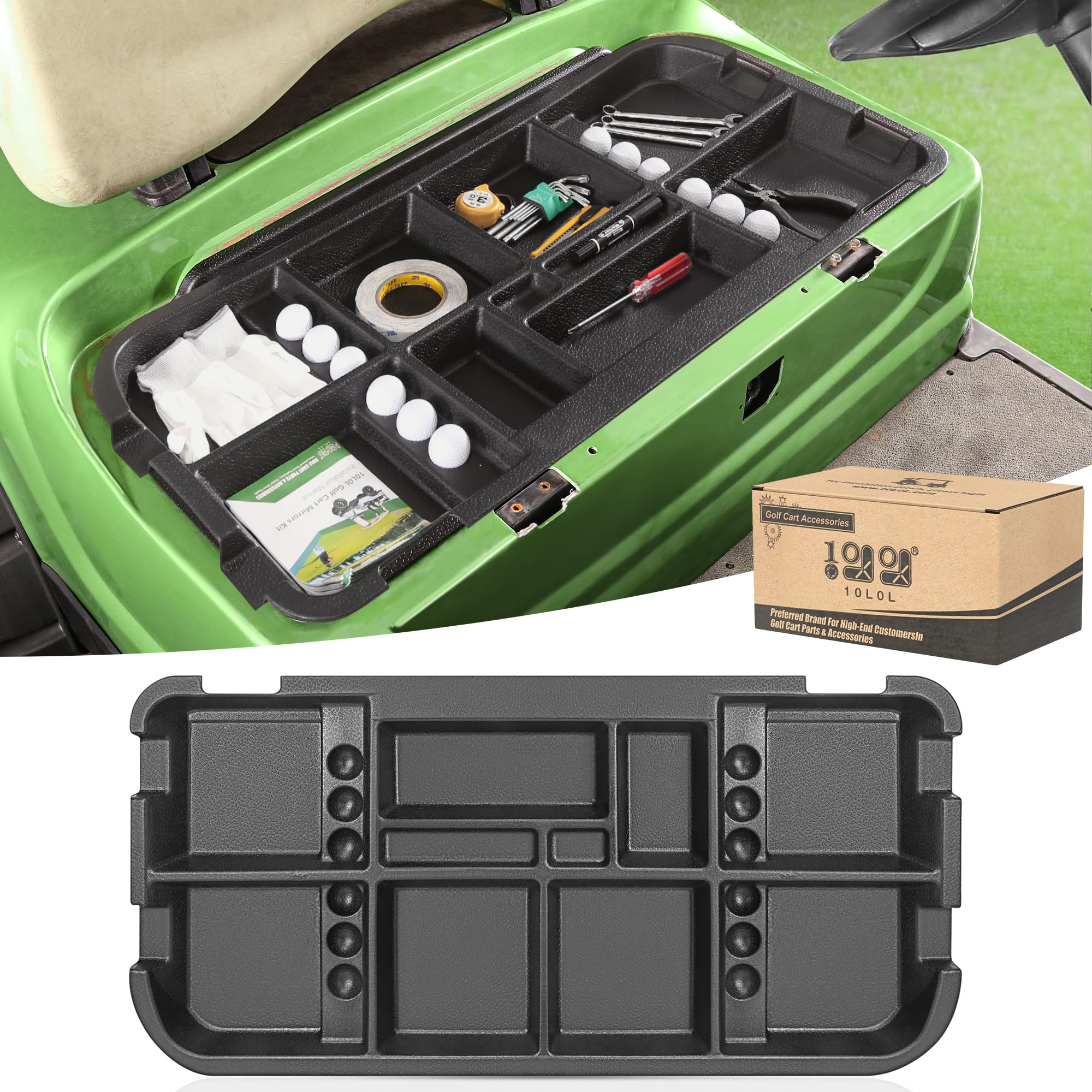 Photo 1 of 10L0L Golf Cart Under Seat Storage Tray Fits for EZGO TXT (1996-UP) Electric Golf Cart Original Trojan Battery Underseat Organizer Container Holder Plate
