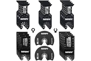 BATIOPV 22-Piece Oscillating Tool Blade Set, Universal Multitool Blades for Wood, Metal & Nails, Titanium Coated, Compatible 