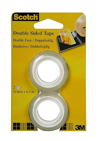 Scotch 6651263 Klebeband (doppelseitig, 12 mm x 6,3 m) 2 Rollen transparent