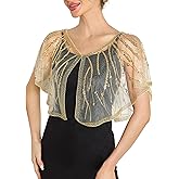 MTITE Women's 1920s Shawl Wraps,Sequin Flapper Evening Shawls for women Gatsby Accessories for Harlem Night