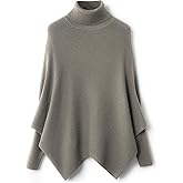 Ciovkis Women's Merino Wool Oversized Sweater 2025 Fall Winter Trendy Turtleneck Batwing Sleeve Knit Pullover Sweater