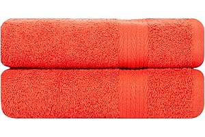Ample Decor Bathroom Set of 2 Hand Towel 18 X 28 Inch 600 GSM 100% Cotton, Premium Soft Absorbent - Orange