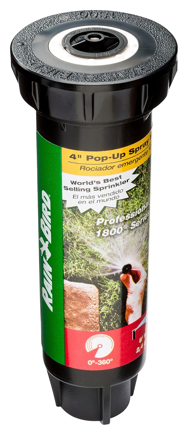 Rain Bird 1804VAN Professional Pop-Up Sprinkler, Adjustable 0° - 360° Pattern, 8' - 15' Spray Distance, 4" Pop-up Height