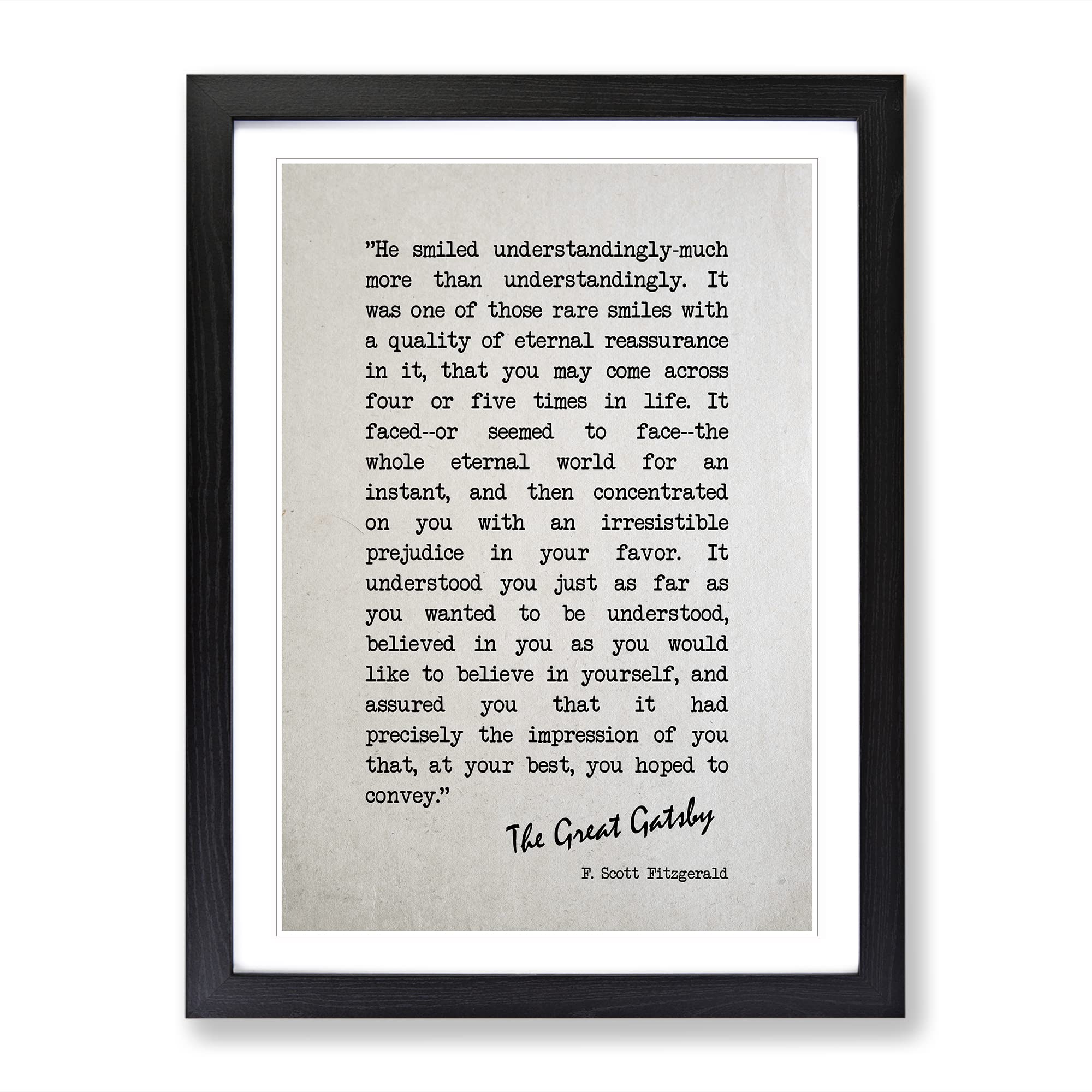 Great Gatsby Quote F. Scott Fitzgerald Vintage Framed Wall Art Print, Ready to Hang Picture for Living Room Bedroom Home Office Décor, Black A4 (34 x 25 cm)