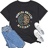 Mental Health Matters T Shirt Women Mental Health Awareness Shirts Human Brain Illness Graphic Tee Tops