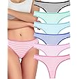 ANZERMIX Women's Breathable Cotton Thong Panties Pack of 6