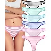 ANZERMIX Women's Breathable Cotton Thong Panties Pack of 6