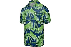 FOCO Men's NFL Team Logo Floral Aloha Tropical Button Up Shirt