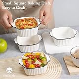 NUTRIUPS 13 Oz Ceramic Baking Dishes Set of 4 Square with Handles Ribbed Design view 4