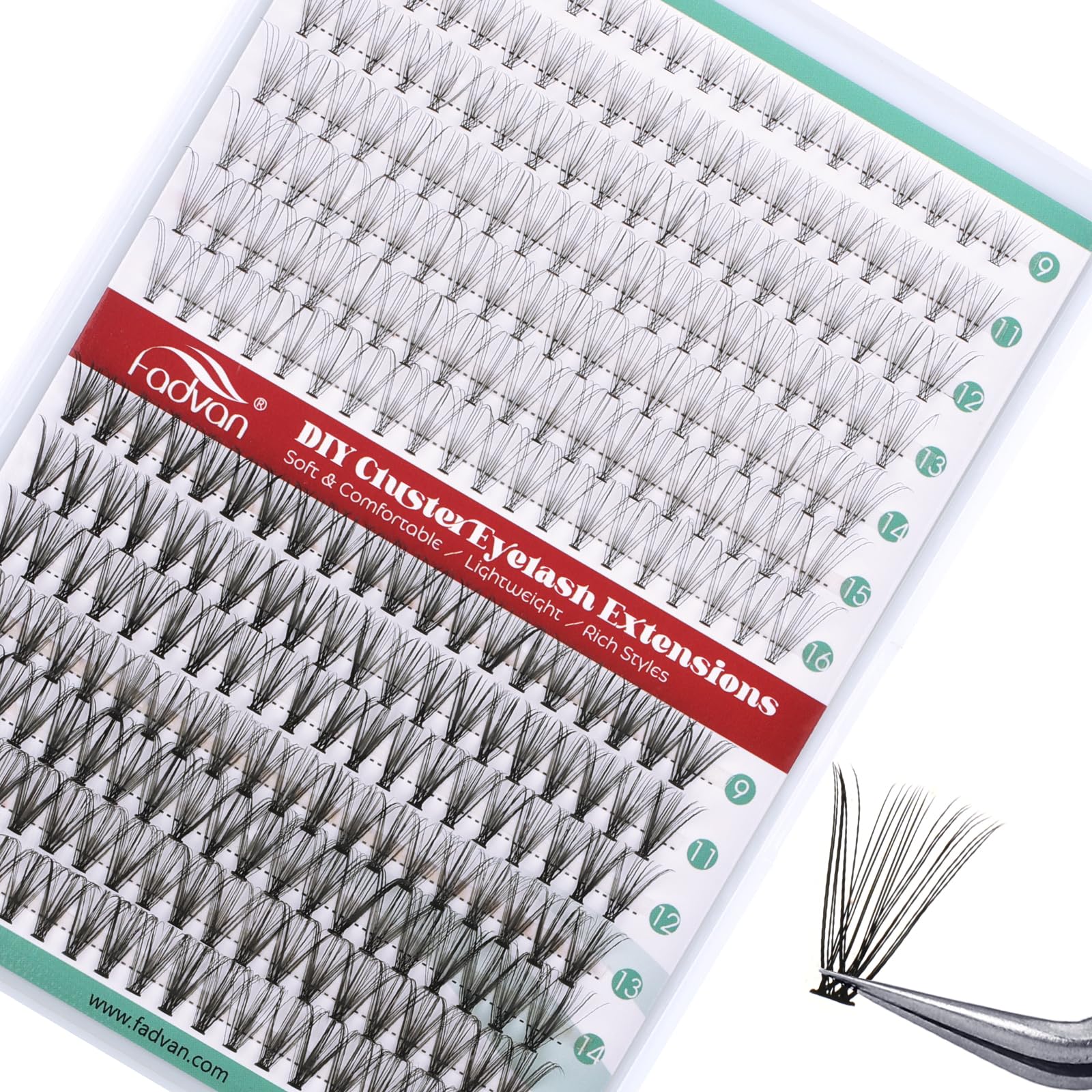 FADVAN Cluster Eyelash Extension Individual Lashes Cluster Premade Volume Lashes Individual DIY Natural False Lash At Home 10+20D 0.07D Curl Mixed 9-16mm — image 1