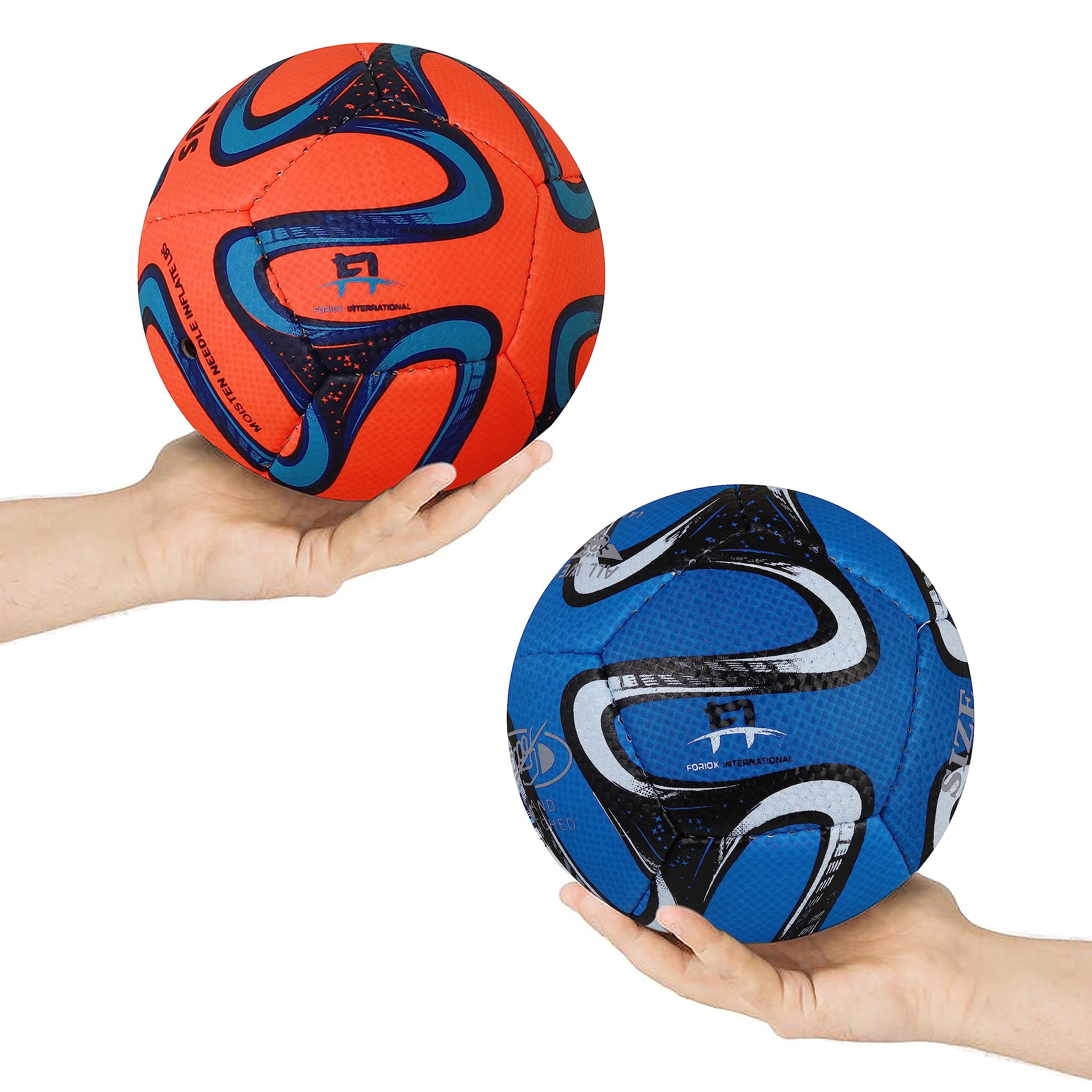 Foriox International Pack of 2 footballs Toddler, Size 2, Kids Lighter-weight Training football Garden Outdoor Soccer ball Yard Lawn 2 3 4 5 6 Years (Size 2, Blue & Orange)