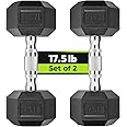 HANDBODE Hex Dumbbell Set, 2.5-125 lb Rubber Encased Exercise & Fitness Dumbbells, Weights Dumbbells Set of 2, Hand Weight for Strength Training (Single, Pair, Set)