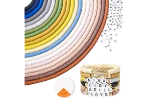 ADIIL 7200pcs Clay Beads Bracelet Making Kit, 20 Neutral Colors 6mm Polymer Heishi Beads for Jewelry Making, Friendship Bracelet Kit with Letter Beads Christmas Birthday Gift for Adults