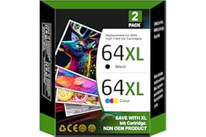 INKTRACK 64XL Black/Tri-color Ink Cartridges Replacement for HP Ink 64 HP64 for HP 64XL Ink Cartridge Combo Pack Works with ENVY Inspire 7255e 7955e 7958e Photo 6255 7155 7855 7858 Tango Series Printer(2 Pack)
