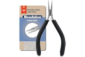 Beadalon 201A-011 201A-011 Slim Chain Nose Pliers for Jewelry Making, 5.75"