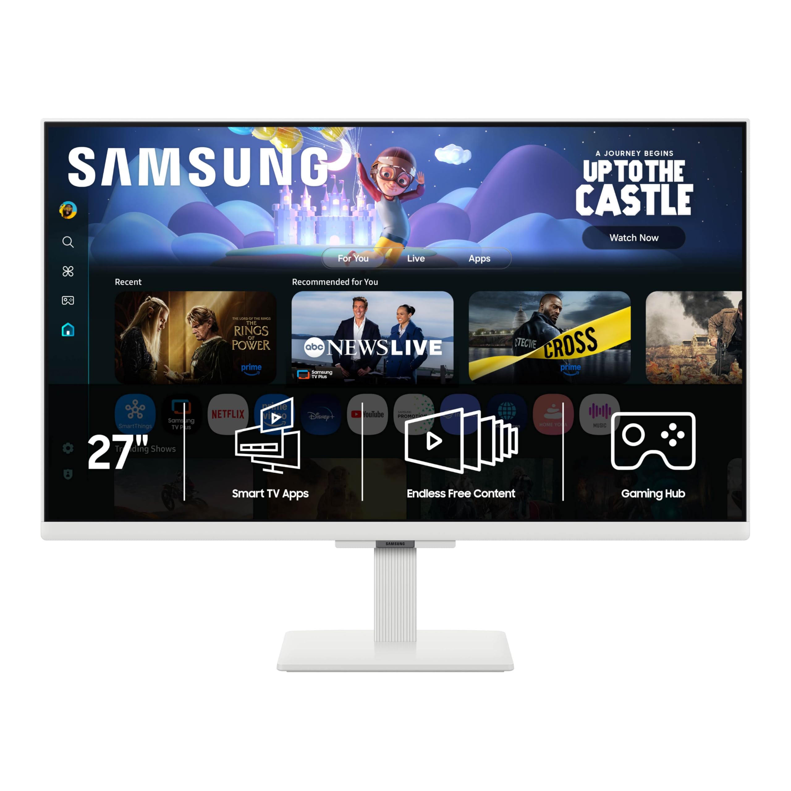 Photo 1 of ***Missing Hardware***Samsung 27-Inch M5 (M50F) Series FHD Smart Monitor with Streaming TV, Speakers, HDR10, Gaming Hub, Multiple Ports, Workout Tracker, Vision Accessibility Tools, White, LS27FM503ENXZA