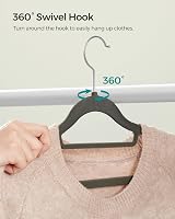 SONGMICS Velvet Hangers Set of 20 Non-Slip 360° Hook 0.6 cm Thick Grey view 6