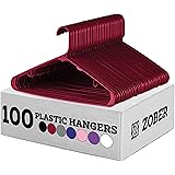 Clothes Hangers - Burgundy, Plastic Hangers 100 Pack for Shirts, Dresses, and Pants - Durable, Flexible Plastic Clothing Hang