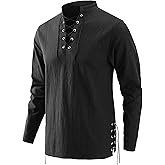 Bbalizko Mens Pirate Shirts Renaissance Viking Steampunk Medieval Lace up Long Sleeve Gothic Celtic Hippie Victorian Costume