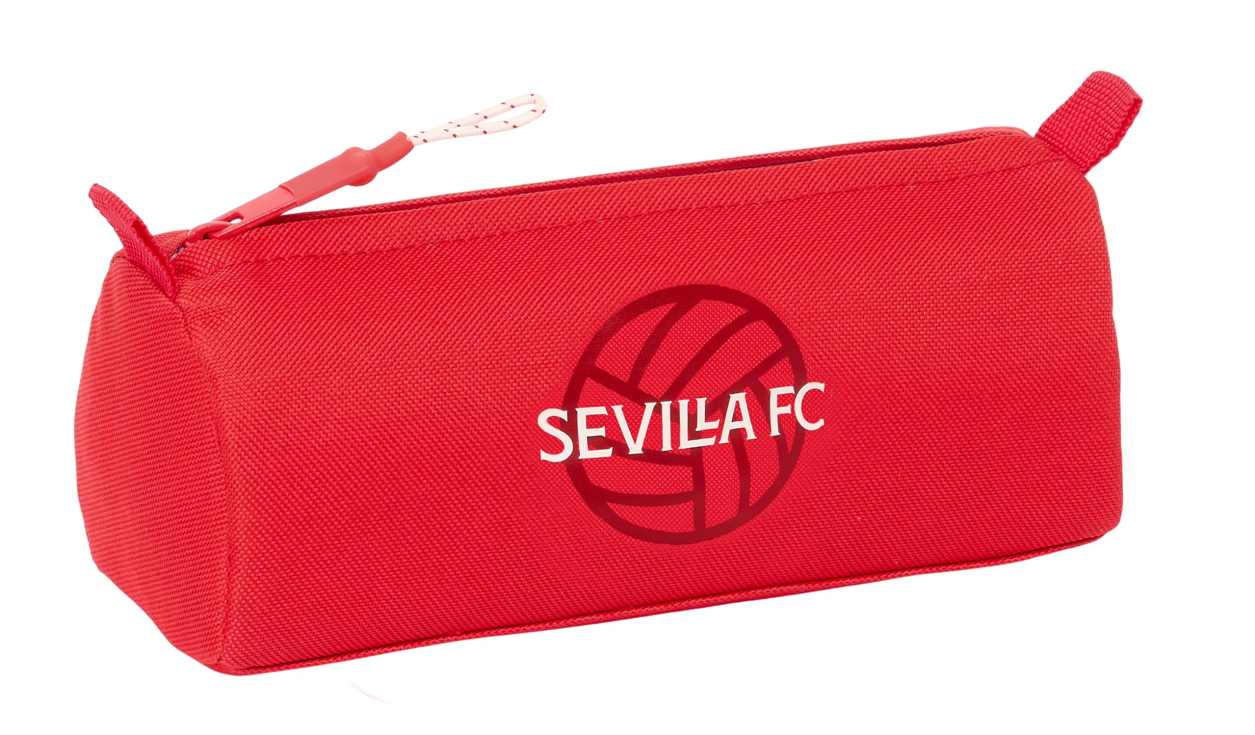 Safta Sevilla FC – Pencil Case with Zip and Compartment, Children's Pencil Case, Ideal for School Age Children, Comfortable and Versatile, Quality and Resistance, 21 x 7 x 8 cm, Red, red, Estándar,