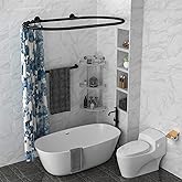 Sikaiqi Aluminum Alloy Oval Shower Curtain Rod Hoop Square Shape Bathroom Rod for Clawfoot Tub Free Standing Tubs (Black)