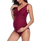 SUMMERSUNSHINE Maternity One Piece Swimwear Front Cross Pregnancy Swimsuit Bathing Suit Maternity Bikini